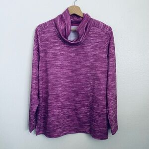 Karen Scott Women's Marled Purple Cowl Neck Sweater